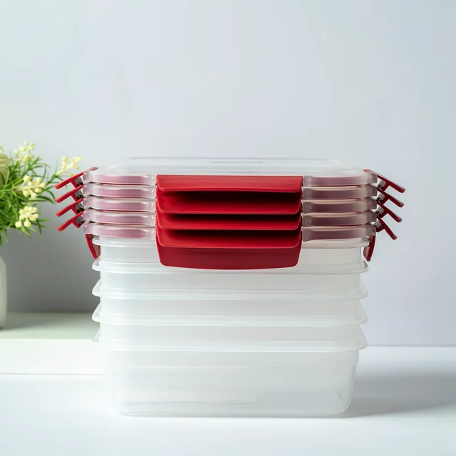 5 Pack Stackable Food Storage Containers Airtight & Leakproof Set Snap