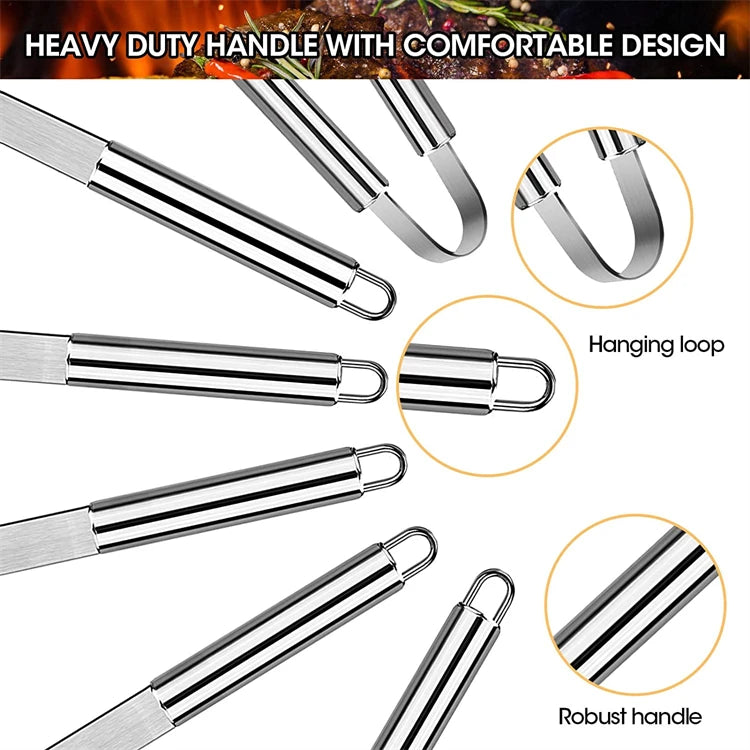 LMETJMA 20Pcs BBQ Grill Tools Set Stainless Steel Heavy Duty Grilling Accessories Kit Grill Utensils Set with Canvas Bag JT49