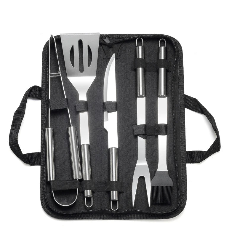 LMETJMA 20Pcs BBQ Grill Tools Set Stainless Steel Heavy Duty Grilling Accessories Kit Grill Utensils Set with Canvas Bag JT49