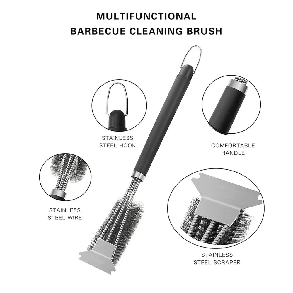 1/2PCS  Safe Grill Brush and Scraper with Deluxe Handle Grill Cleaner Brush Stainless Steel Bristle Grill Brush Accessories