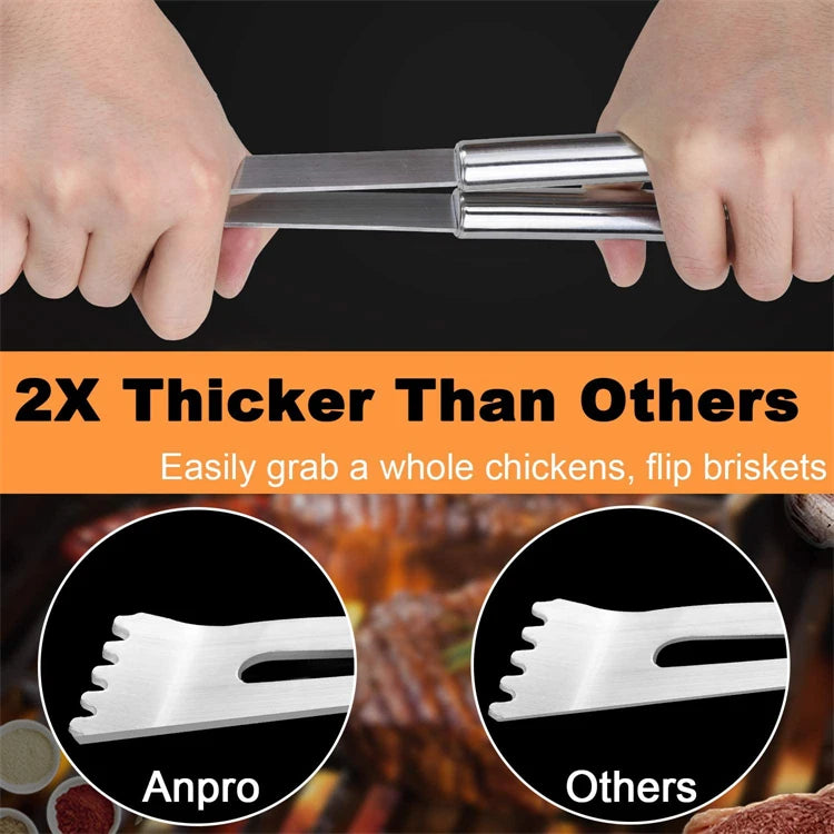 LMETJMA 20Pcs BBQ Grill Tools Set Stainless Steel Heavy Duty Grilling Accessories Kit Grill Utensils Set with Canvas Bag JT49